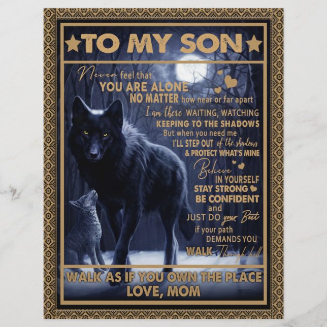 Love Son| Letter To My Son Never Feel You're Alone Custom Letterhead (Front)