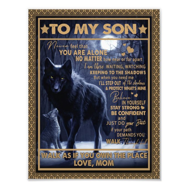 Love Son| Letter To My Son Never Feel You're Alone Photo Print (Front)