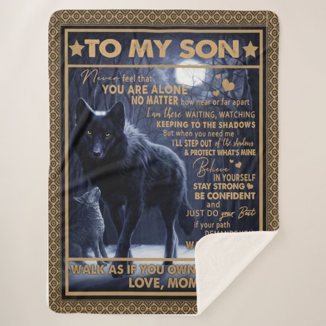 Love Son| Letter To My Son Never Feel You're Alone Sherpa Blanket (Front)