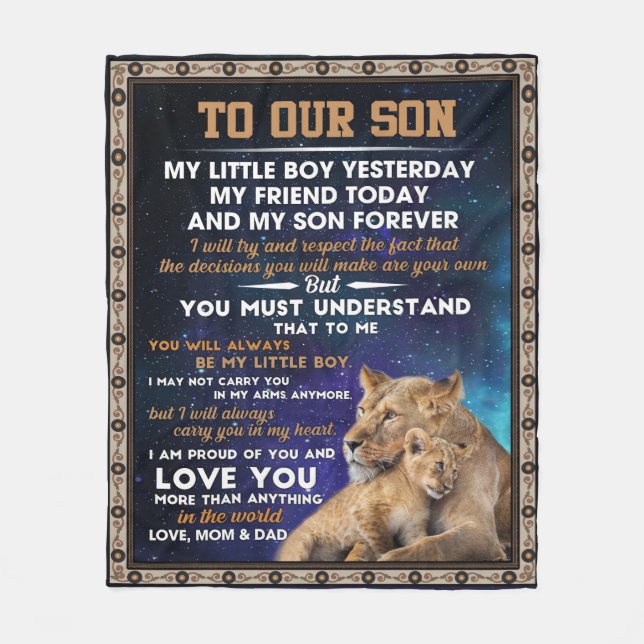 Love Son | To Our Son I Proud Of You And Love You Fleece Blanket (Front)