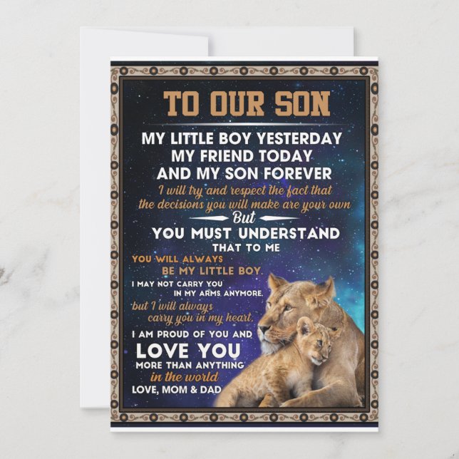 Love Son | To Our Son I Proud Of You And Love You Invitation (Front)