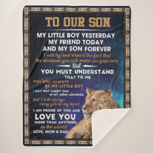 Love Son   To Our Son I Proud Of You And Love You Sherpa Blanket