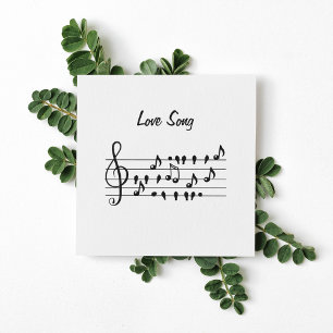 Love song, birds in between notes, customisable thank you card