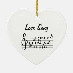 Love song, birds sitting in between musical notes ceramic tree decoration