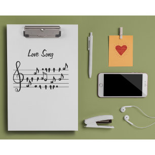 Love song, birds sitting in between musical notes clipboard