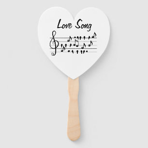 Love song, birds sitting in between musical notes  hand fan