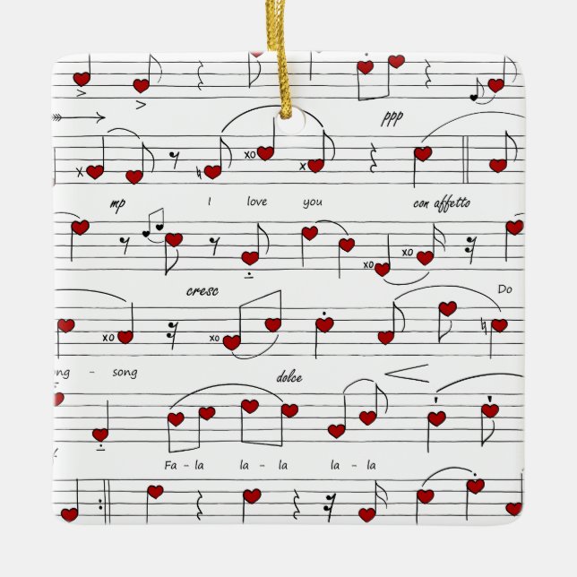 Love Song Personalized Musical Ceramic Ornament (Front)