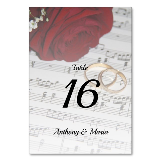 Love Song Table Number (Front)