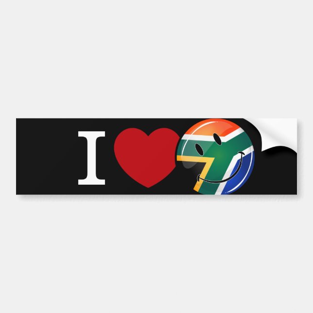 Love South Africa Smiling Flag Bumper Sticker (Front)