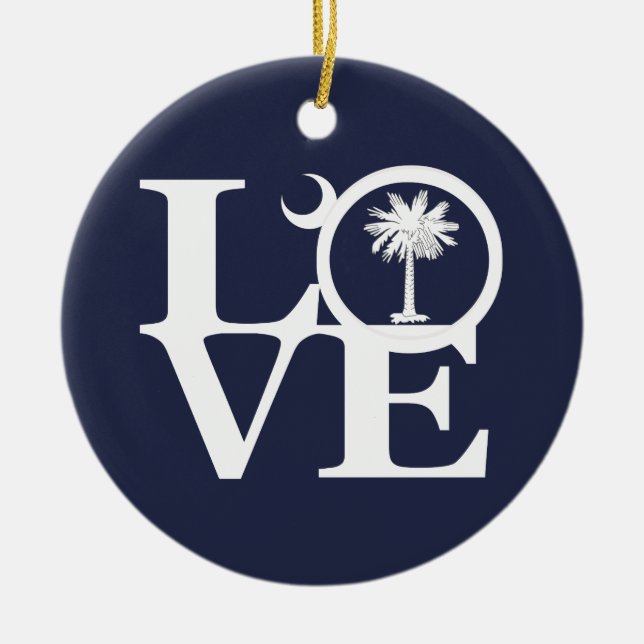 LOVE South Carolina Ceramic Tree Decoration (Front)