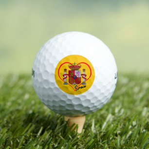 Love Spain Golf Balls, yellow Spanish flag, Heart  Balls