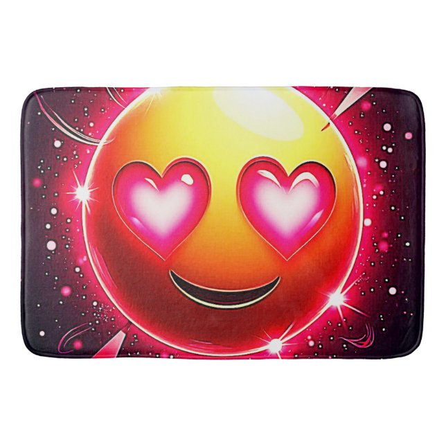 Love Sparkle Emoji Hearts Bath Mat (Front)