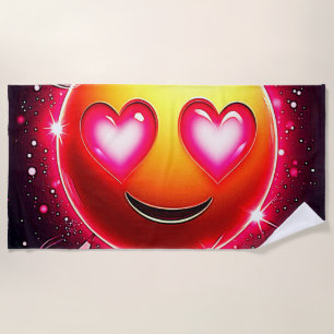 Love Sparkle Emoji Hearts Beach Towel
