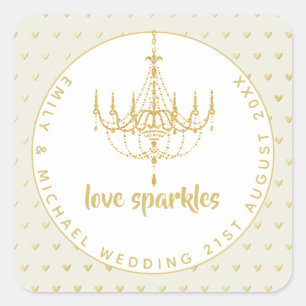 Love Sparkles Wedding Chandelier Bridal Shower Fav Square Sticker