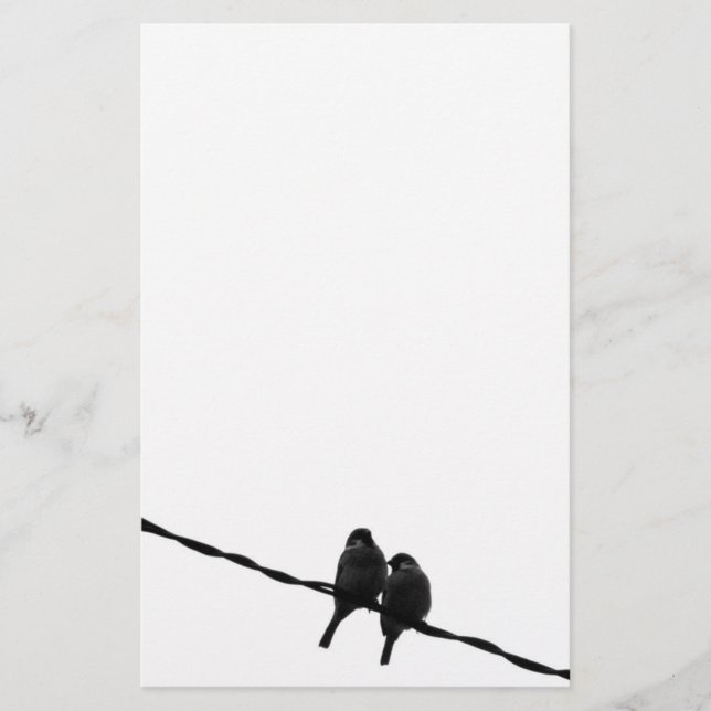Love/Sparrow Pair B&W Photo Stationery (Front)