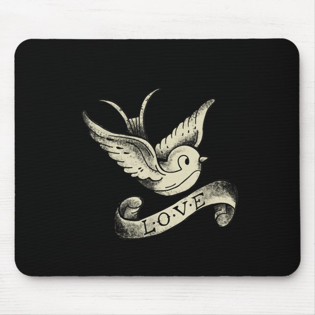 Love Sparrow Vintage Tattoo Design  Mouse Pad (Front)