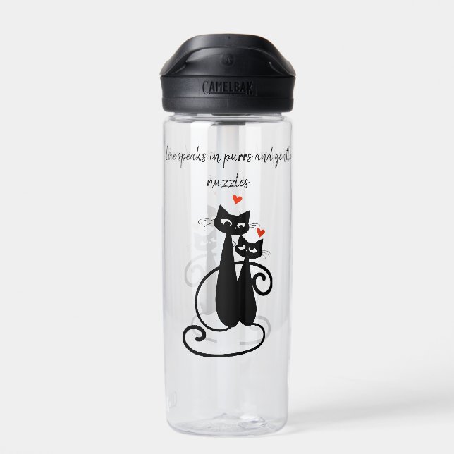  love speaks in purrs and gentle nuzzles water bottle (Back)
