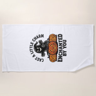 Love Spell Ghost Vintage Halloween Pumpkin Art_1 Beach Towel