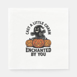 Love Spell Ghost Vintage Halloween Pumpkin Art_1 Napkin