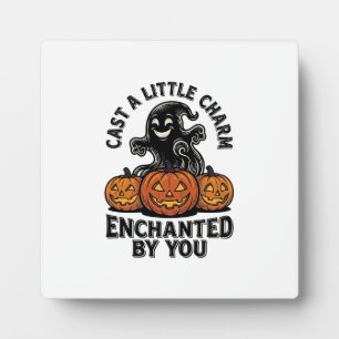 Love Spell Ghost Vintage Halloween Pumpkin Art_1 Plaque