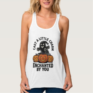 Love Spell Ghost Vintage Halloween Pumpkin Art_1 Singlet