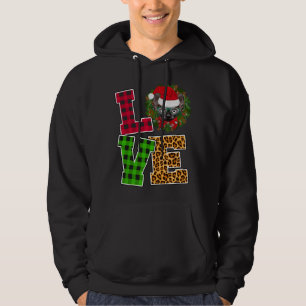 Love Sphynx Cat Santa Hat Leopard Funny Christmas Hoodie