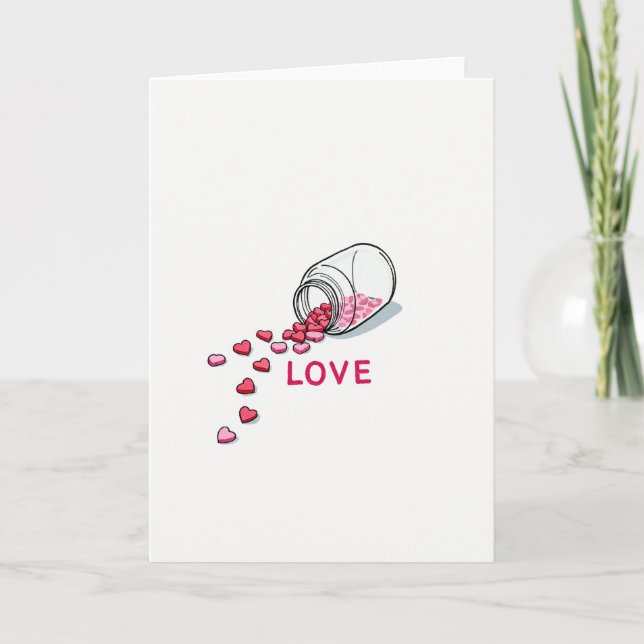 Love Spills Hearts Card (Front)