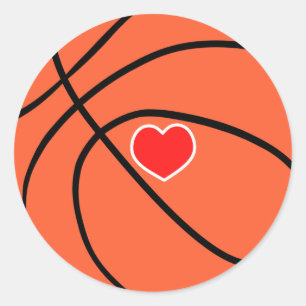 Love sport Basketball. Ball with heart Classic Round Sticker