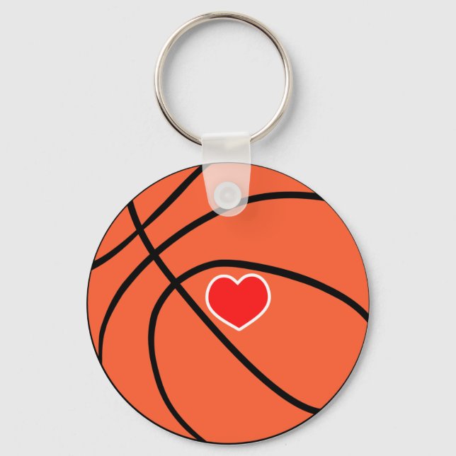 Love sport Basketball. Ball with heart  Key Ring (Front)