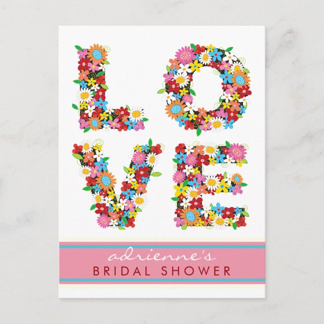 LOVE Spring Flowers Bridal Shower Wedding Postcard (Front)
