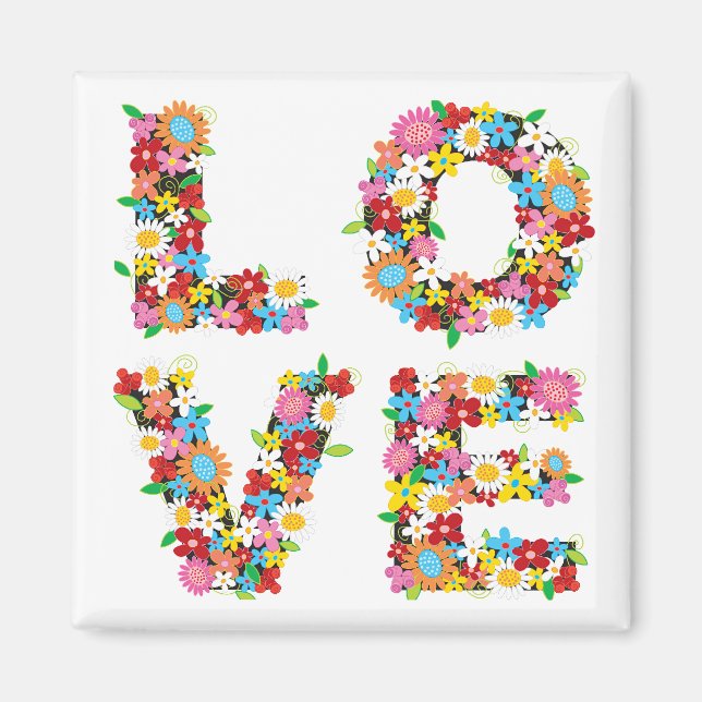 LOVE Spring Flowers Magnet (Front)