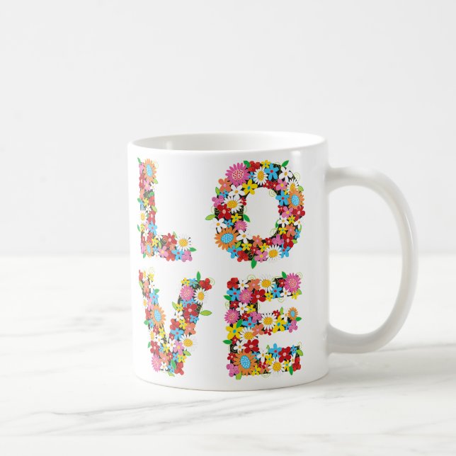 LOVE Spring Flowers Romantic Valentine Wedding Mug (Right)