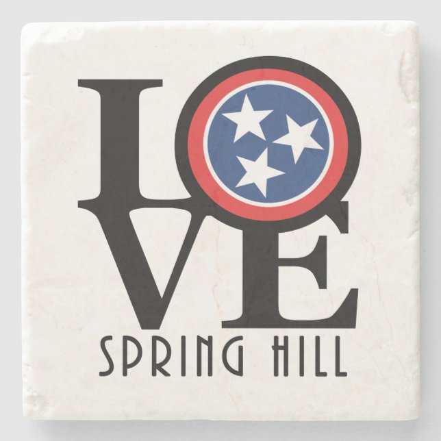 LOVE Spring Hill Tennessee Stone Coaster (Front)