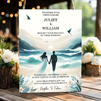 Love Spring Summer Ocean Beach Destination Wedding Invitation