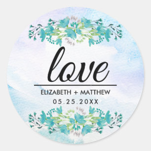 Love. Spring Wildflowers Wedding Stickers