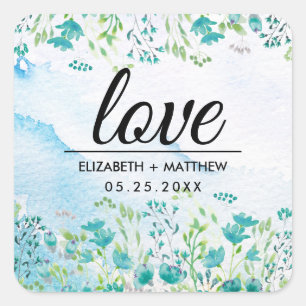 Love. Spring Wildflowers Wedding Stickers
