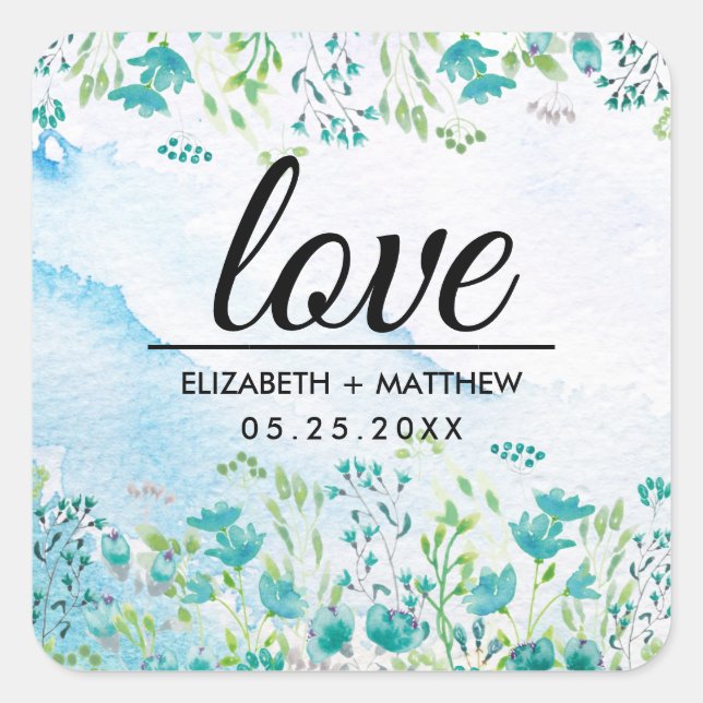 Love. Spring Wildflowers Wedding Stickers (Front)