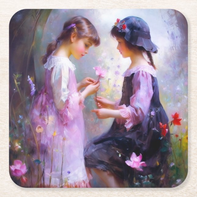 Love  square paper coaster (Front)