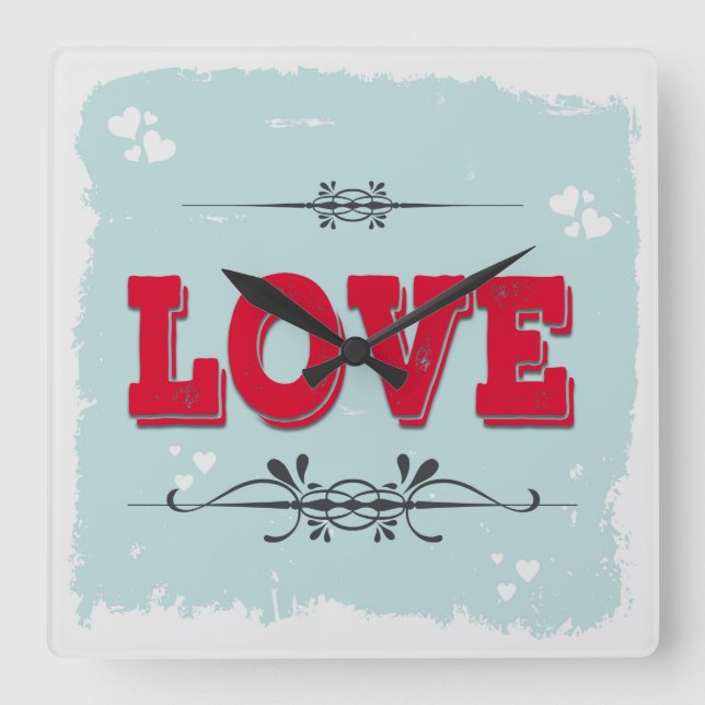 Love Square Wall Clock (Front)