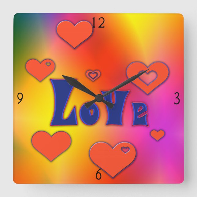 Love Square Wall Clock (Front)