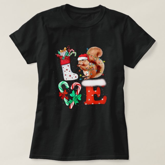 Love Squirrel Lover Costume Adult Xmas Pyjamas Pla T-Shirt (Design Front)