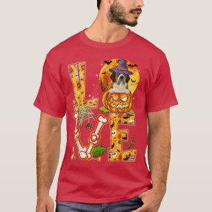 Love St Bernard Witch Pumpkin Scary Halloween Dog  T-Shirt