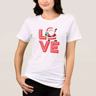 Love Stacked Design Santa Christmas Tri-Blend Shirt