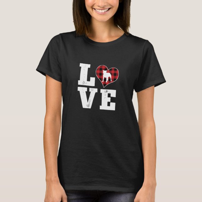 Love Staffy Dog Lover Gifts Buffalo Plaid Dog Vale T-Shirt (Front)
