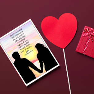 Love Stands Silhouetted Couple on the Beach Card
