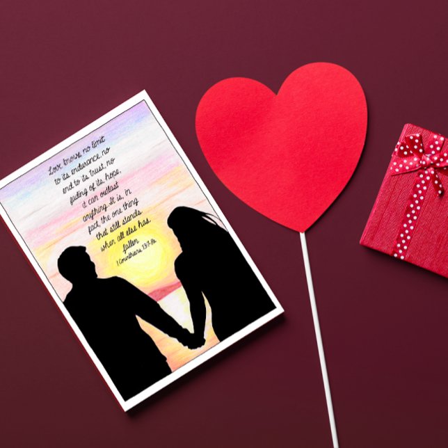 Love Stands Silhouetted Couple on the Beach Card (Creator Uploaded)