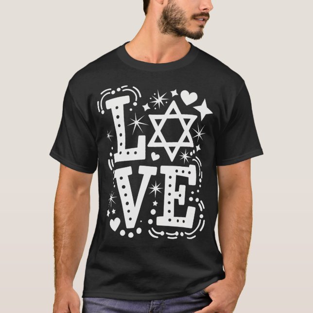 Love Star Of David Jewish T-Shirt (Front)