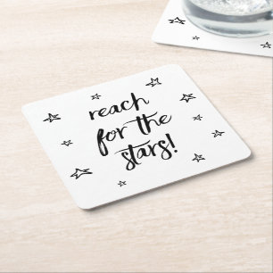 Love Stars Black White Wedding Motivational Dreams Square Paper Coaster