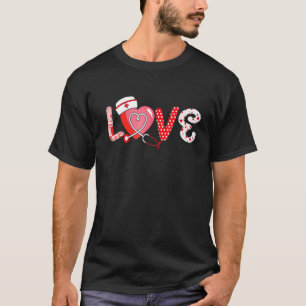 Love Stethoscope Nurse Life Valentines Day Nurse V T-Shirt