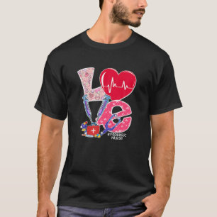 LOVE Stethoscope Pediatric Nurse Life Valentine Da T-Shirt